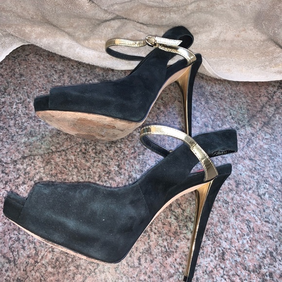 Marciano black suede open toe heels size 6 - Picture 8 of 14